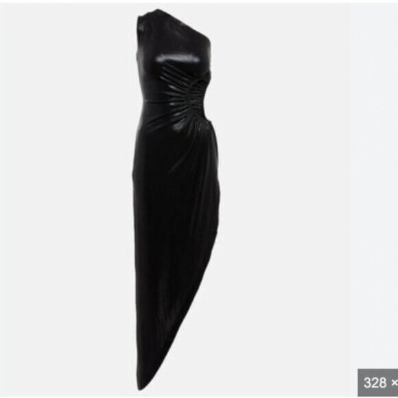 Norma Kamali Sunburst One‑Shoulder Cut‑Out Gown – Size XL – Black Lamé / Evening - Picture 4 of 13